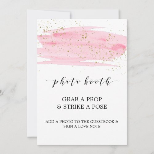 Watercolor Blush Pink and Gold Photo Booth Card