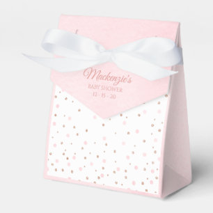 Watercolor Blush Pink and Rose Gold Polka Dot Baby Favor Boxes