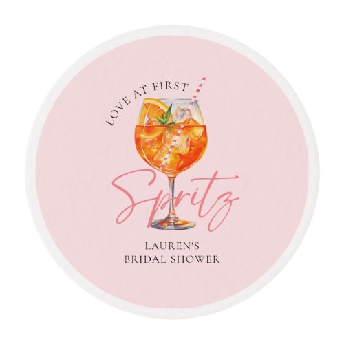 Watercolor Blush Pink Aperol Spritz Bridal Shower Edible Frosting Rounds