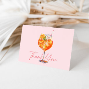 Watercolor Blush Pink Aperol Spritz Bridal Shower Thank You Card