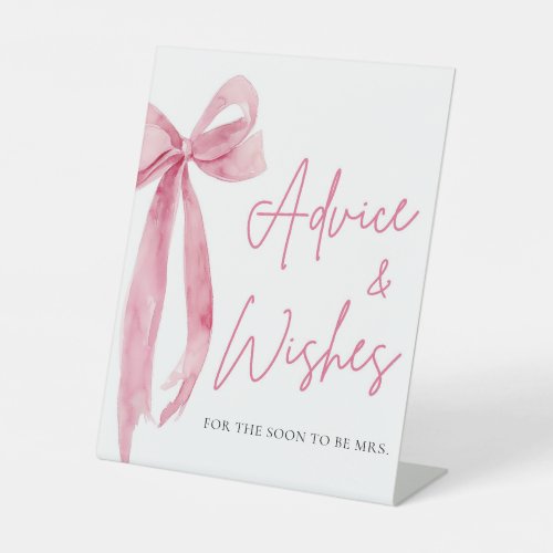 Watercolor Blush Pink Bow  Advice and Wishes Sign
