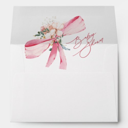 Watercolor Blush Pink Bow Baby Shower Envelope