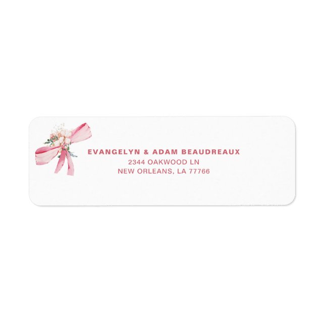 Watercolor Blush Pink Bow Baby Shower Label (Front)