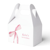 Watercolor Blush Pink Bow Birthday Favor Boxes