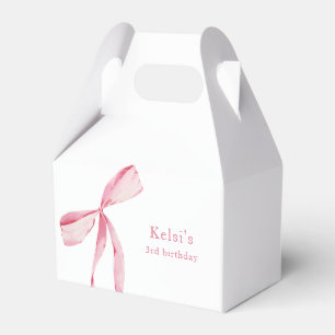 Watercolor Blush Pink Bow Birthday Favor Boxes