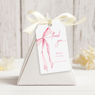 Watercolor Blush Pink Bow Birthday Gift Tags