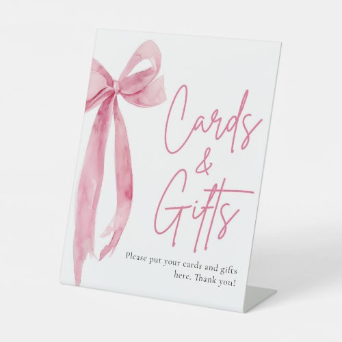 Watercolor Blush Pink Bow Cards and Gifts Sign