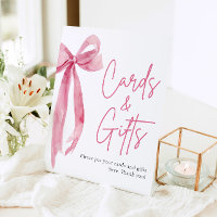 Watercolor Blush Pink Bow Cards and Gifts Sign