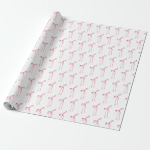 Watercolor Blush Pink Bow Wrapping Paper