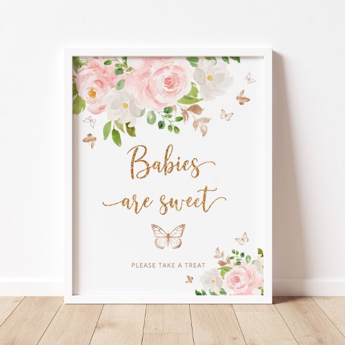 Watercolor blush pink butterfly Babies are sweet Poster