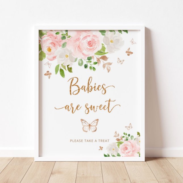 Watercolor blush pink butterfly Babies are sweet Poster (Creator Uploaded)