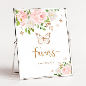 Watercolor blush pink butterfly Favors Poster