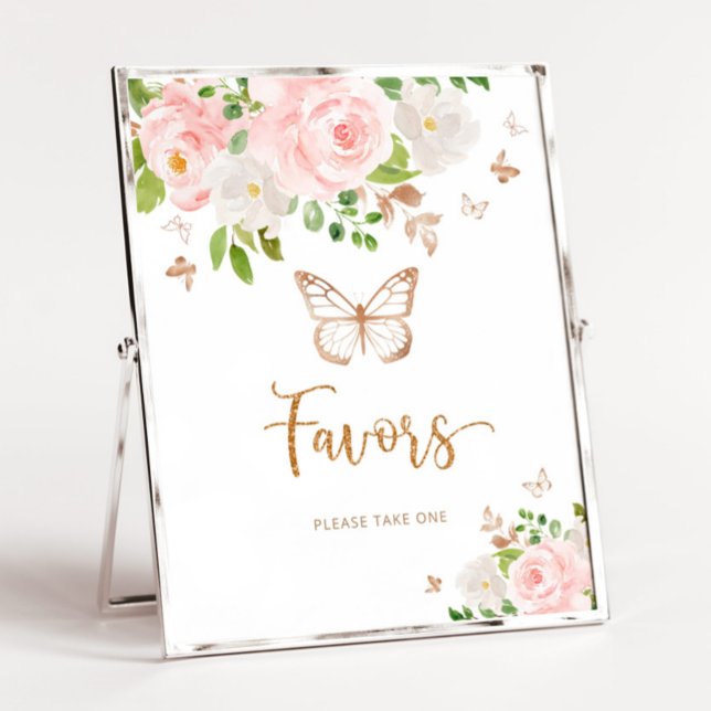 Watercolor blush pink butterfly Favors Poster (Creator Uploaded)