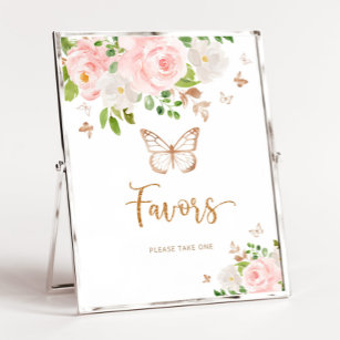 Watercolor blush pink butterfly Favours Poster