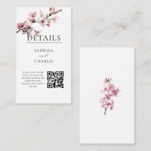 Watercolor Blush Pink Cherry Blossom QR Code Enclosure Card
