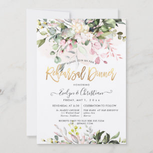 Watercolor Blush Pink Eucalyptus Rehearsal Dinner  Invitation