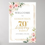 Watercolor Blush Pink Floral 60th Birthday Welcome Poster at Zazzle