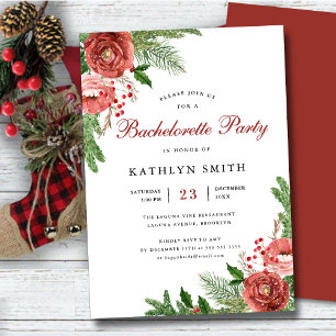 Watercolor Blush Pink Floral Bachelorette Party Invitation