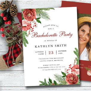 Watercolor Blush Pink Floral Bachelorette Party Invitation