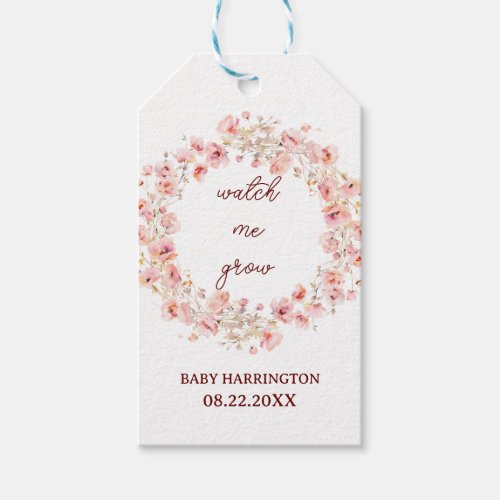 WATERCOLOR BLUSH PINK  FLORAL BOHO WREATH GIFT TAGS
