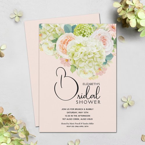 Watercolor Blush Pink Floral Bridal Shower Invitation