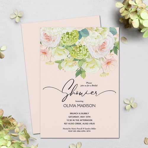 Watercolor Blush Pink Floral Bridal Shower Invitation