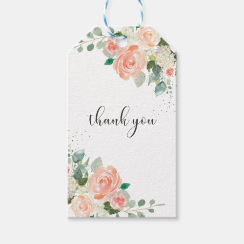 Watercolor Blush Pink Floral Geometric Wedding  Gift Tags