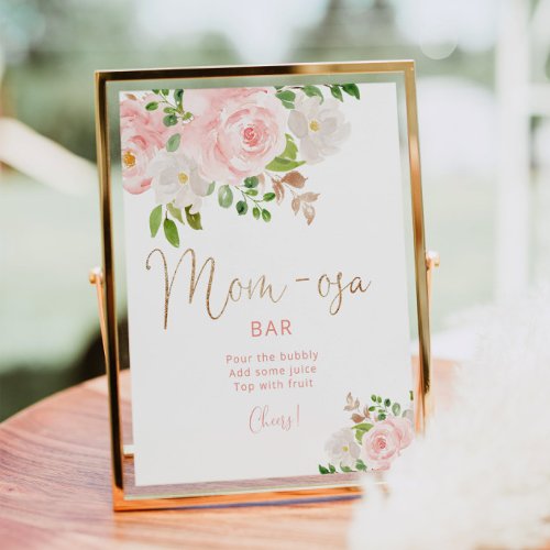 Watercolor blush pink floral Mom_osa bar Poster