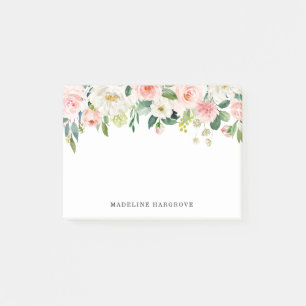 Watercolor Blush Pink Floral Personalized Post-it Notes