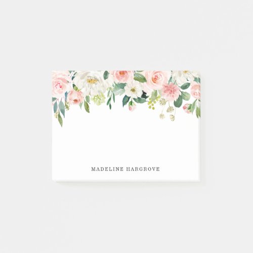Watercolor Blush Pink Floral Personalized Post_it Notes