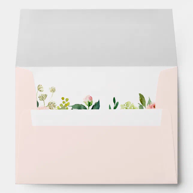 Watercolor Blush Pink Floral Return Address 5x7 Envelope | Zazzle