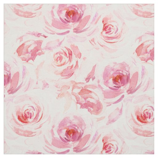 Watercolor Blush Pink Floral Rose Fabric