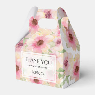 Watercolor Blush Pink Floral Thank You Favor Boxes
