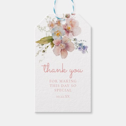 Watercolor Blush Pink Floral Thank You Gift Tags