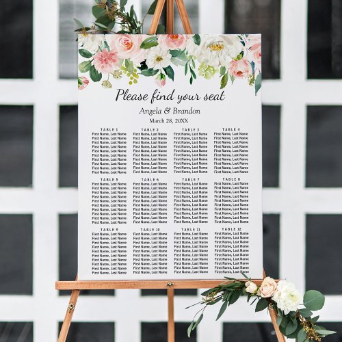 Watercolor Blush Pink Floral Wedding Seating Chart