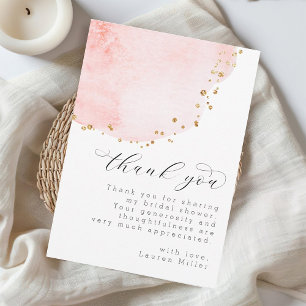 Watercolor Blush Pink Flower Peta Thank You Card
