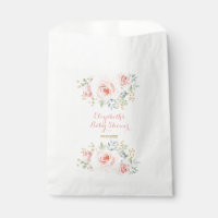 Watercolor Blush Pink Gold Flower Roses Party Favor Bag