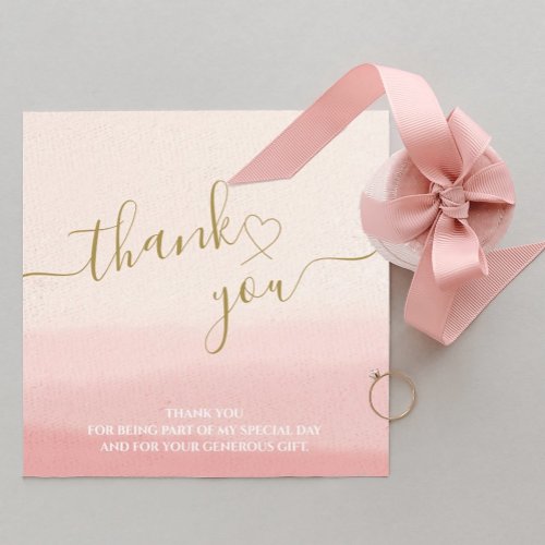 Watercolor Blush Pink Modern Minimalist Thank You