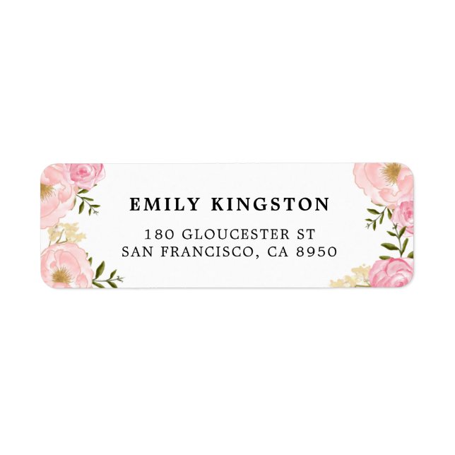 Watercolor Blush Pink Peonies Address Label (Front)