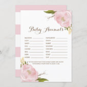 Watercolor Blush Pink Peonies Baby Shower Game (Front/Back)