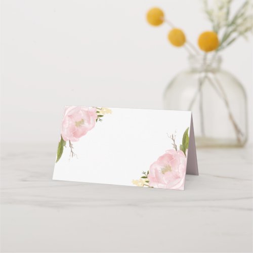 Watercolor Blush Pink Peonies Floral Place Cards