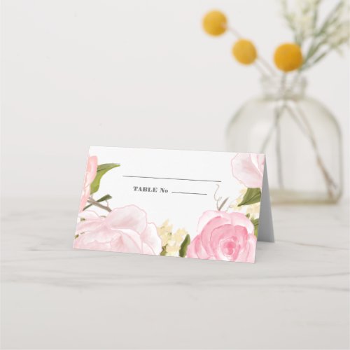 Watercolor Blush Pink Peonies Wedding  Place Card