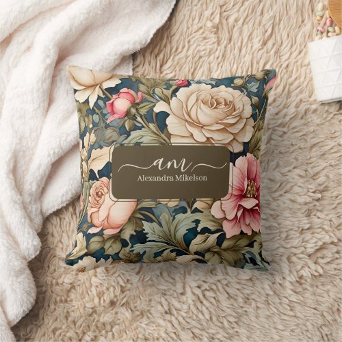 Watercolor Blush Pink Peony Throw Pillow