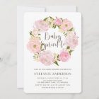 Watercolor Blush Pink Peony Wreath Baby Sprinkle