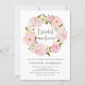 Watercolor Blush Pink Peony Wreath Bridal Luncheon Invitation (Front)