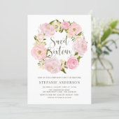 Watercolor Blush Pink Peony Wreath Sweet Sixteen Invitation (Standing Front)
