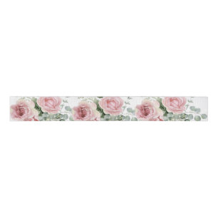 Watercolor Blush Pink Rose Decoupage  Grosgrain Ribbon