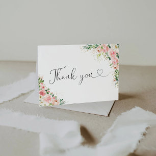 Watercolor Blush Pink Rose Gold Baby Shower Thank You Card