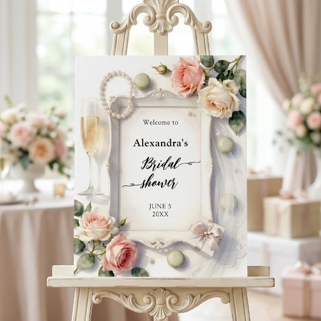 Watercolor Blush Pink Roses Pearls Bridal Shower Foam Board (Creator Uploaded)