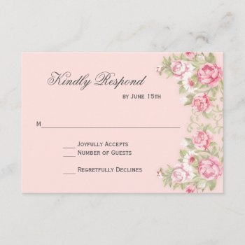 Watercolor Blush Pink Roses Wedding Rsvp Cards by WillowTreePrints at Zazzle